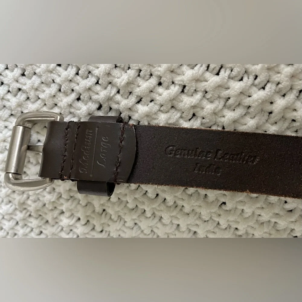 Unisex Dark Brown Leather Thick Braid Belt; Size M/L (Approx. 38” Total Length)